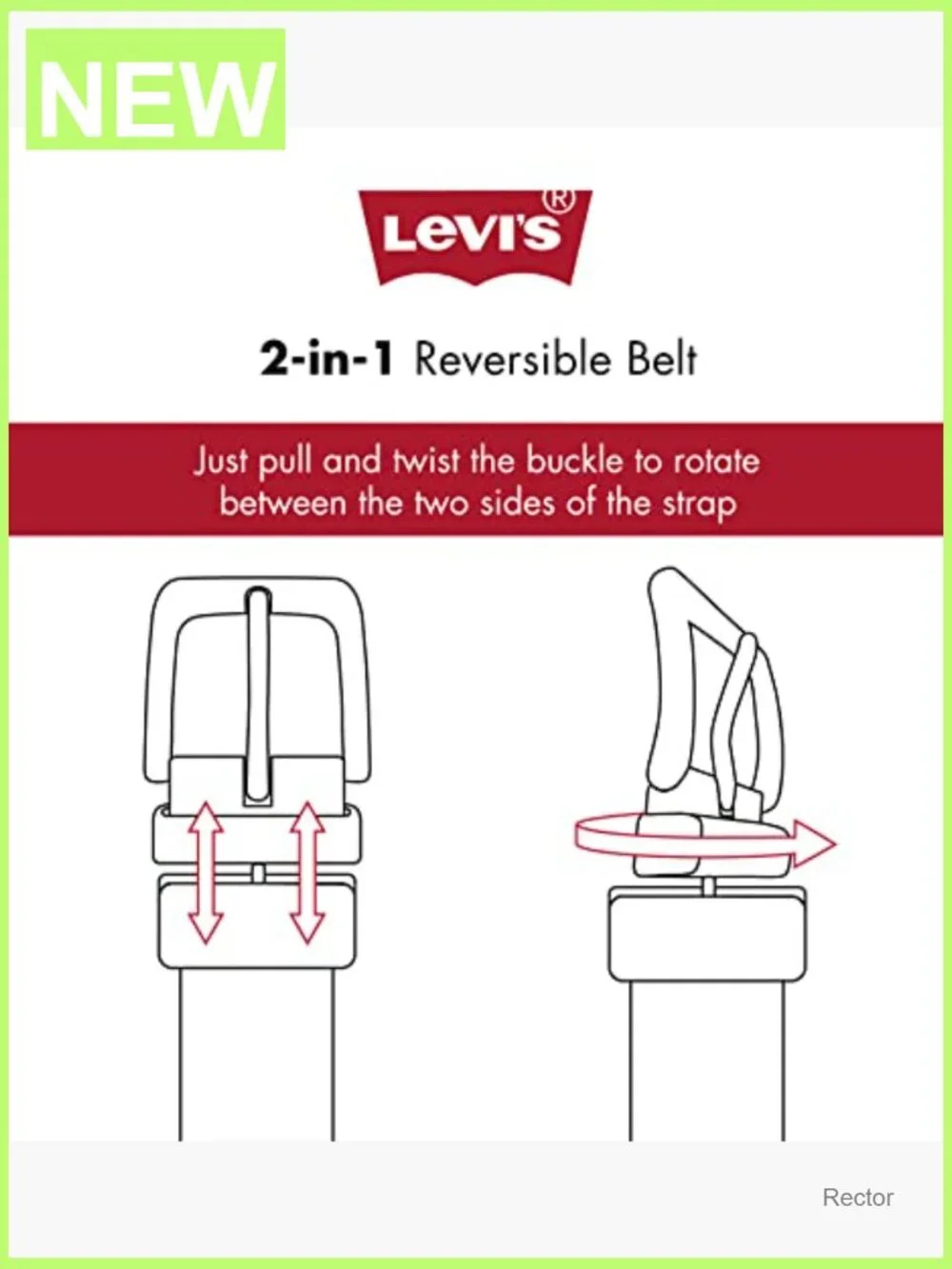 Reversible Casual Belt with Square Buckle for Men